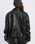 Emory Park | Nora Black Faux Leather Bomber Jacket