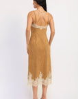 Emory Park | Camille Faux Suede Lace Midi Dress – Camel