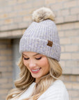 C.C® Cozy Marled Pom Beanie