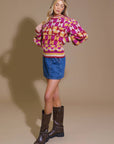 Flying Tomato Cheer You On Jacquard Sweater Top