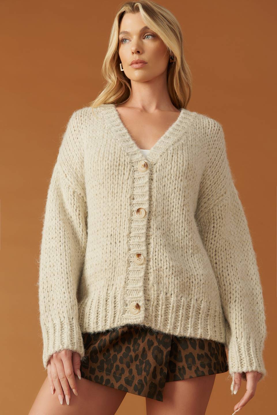 Flying Tomato Woven Whispers Sweater Cardigan