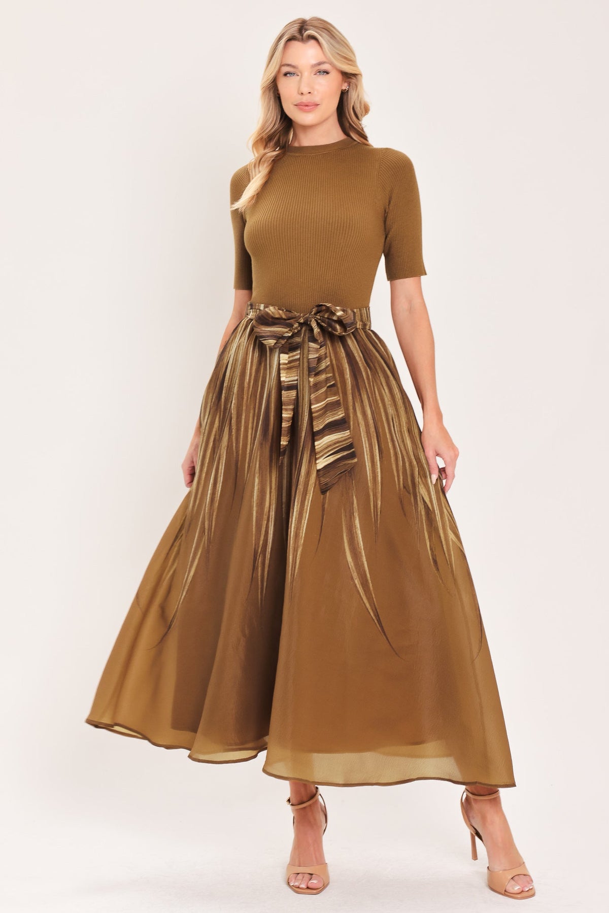 Flying Tomato Golden Quill Sweater Midi Dress