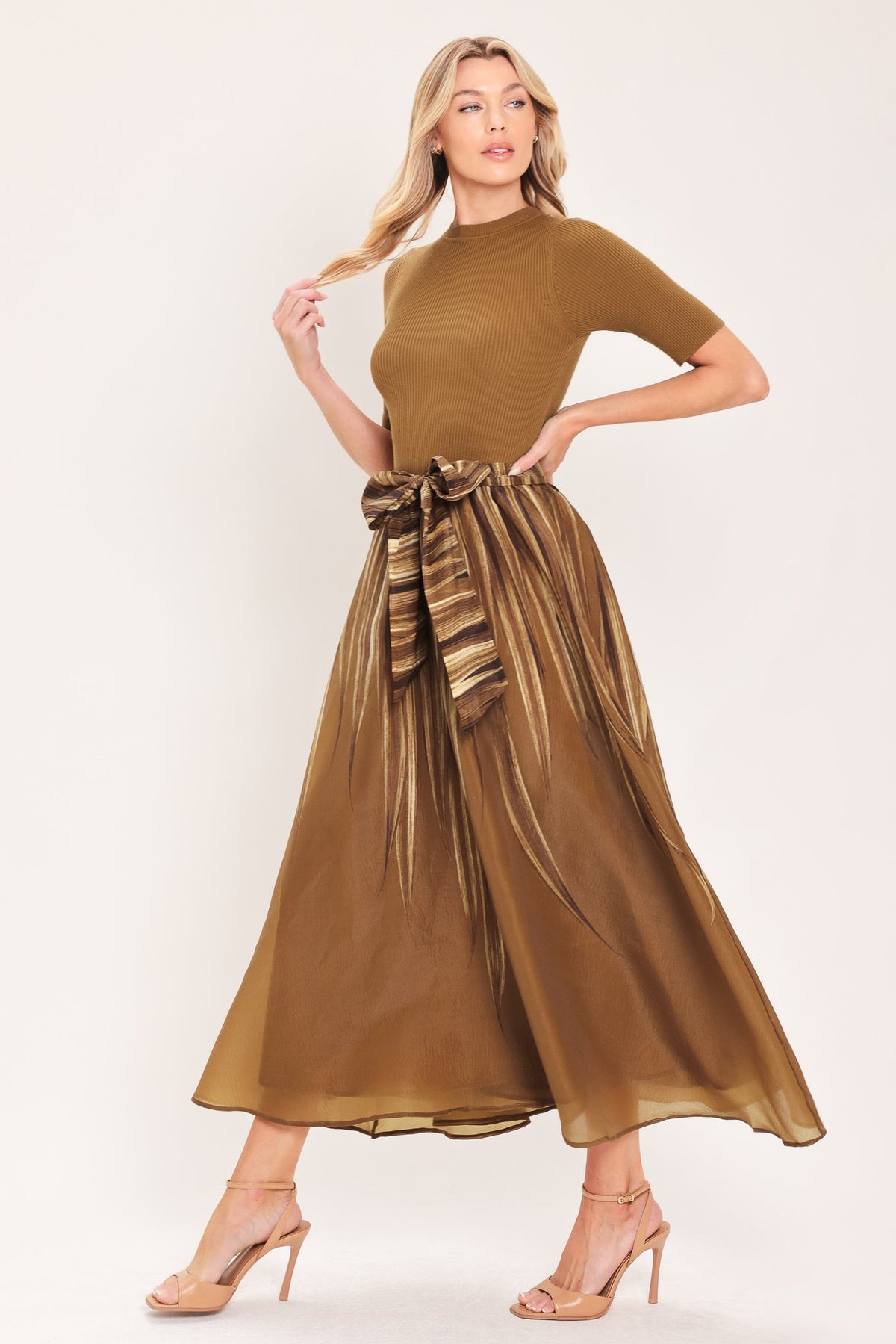 Flying Tomato Golden Quill Sweater Midi Dress