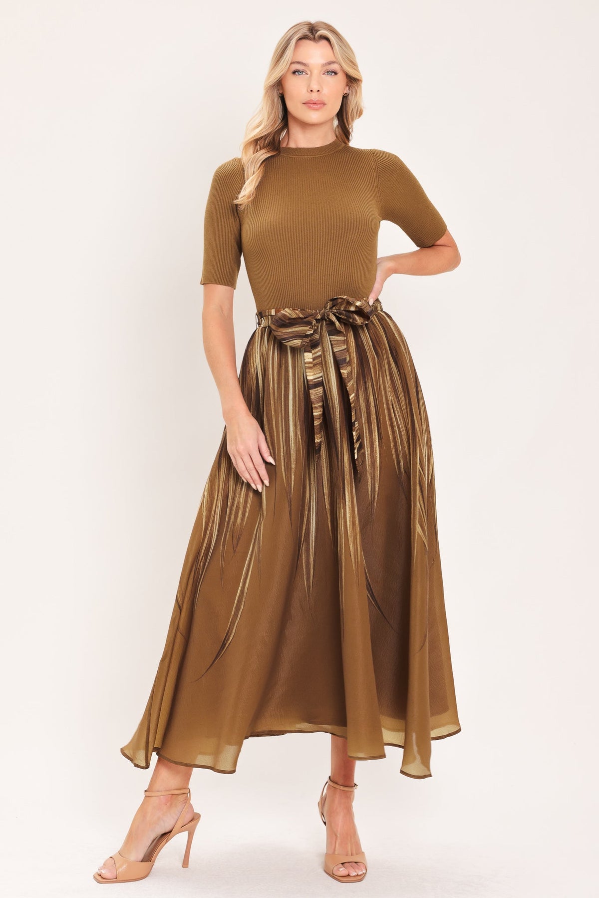 Flying Tomato Golden Quill Sweater Midi Dress