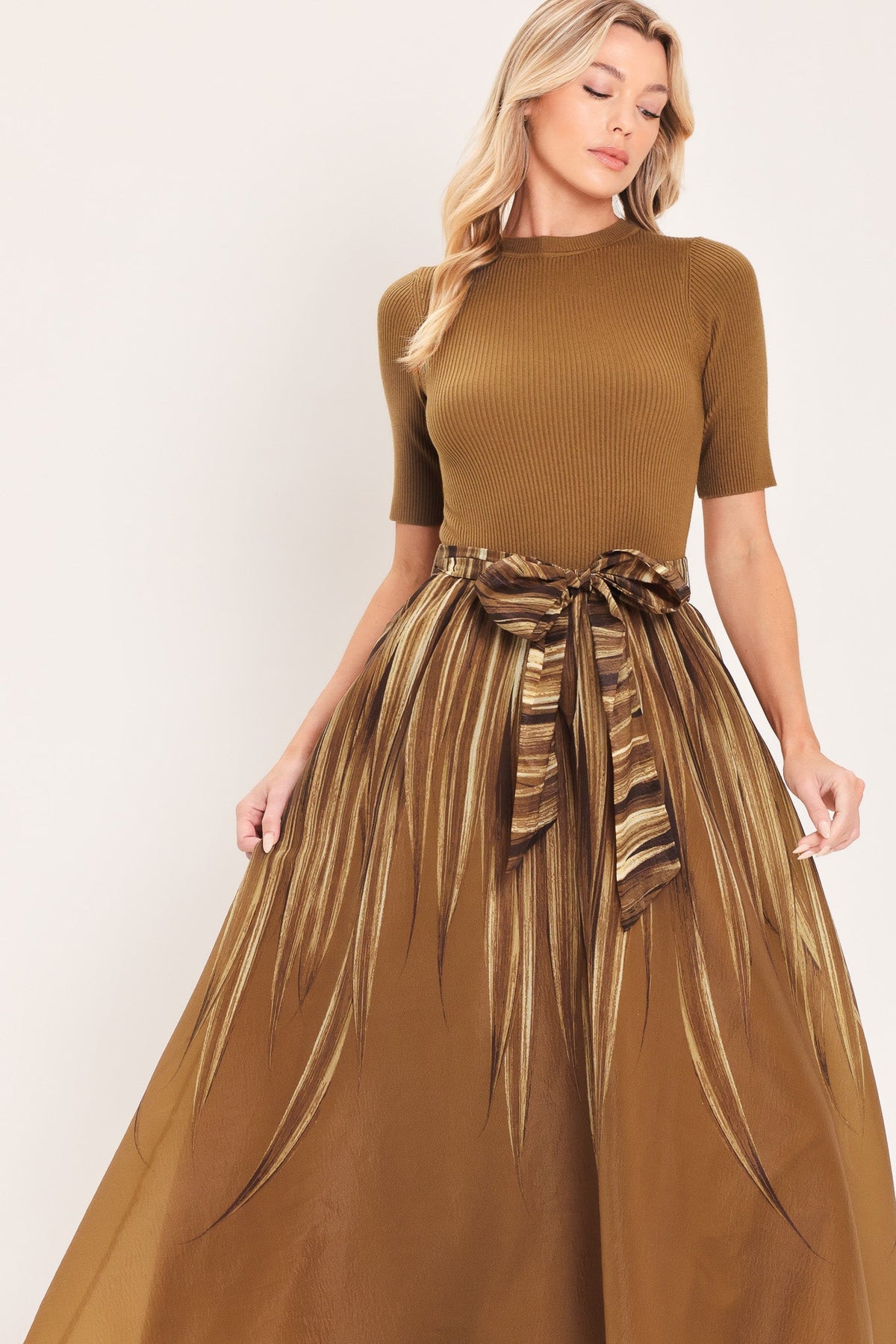 Flying Tomato Golden Quill Sweater Midi Dress