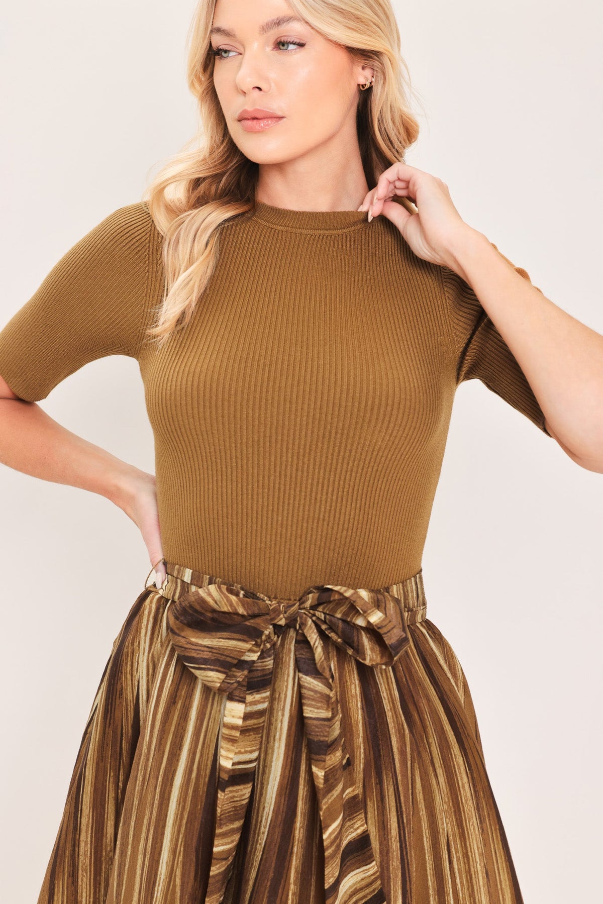 Flying Tomato Golden Quill Sweater Midi Dress