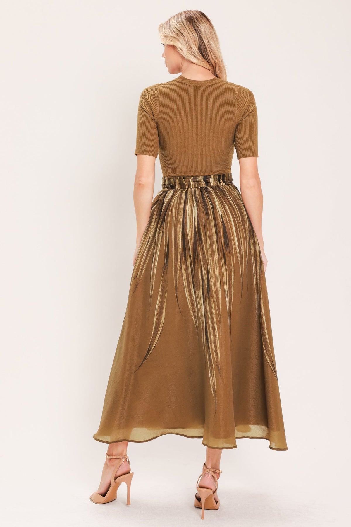 Flying Tomato Golden Quill Sweater Midi Dress