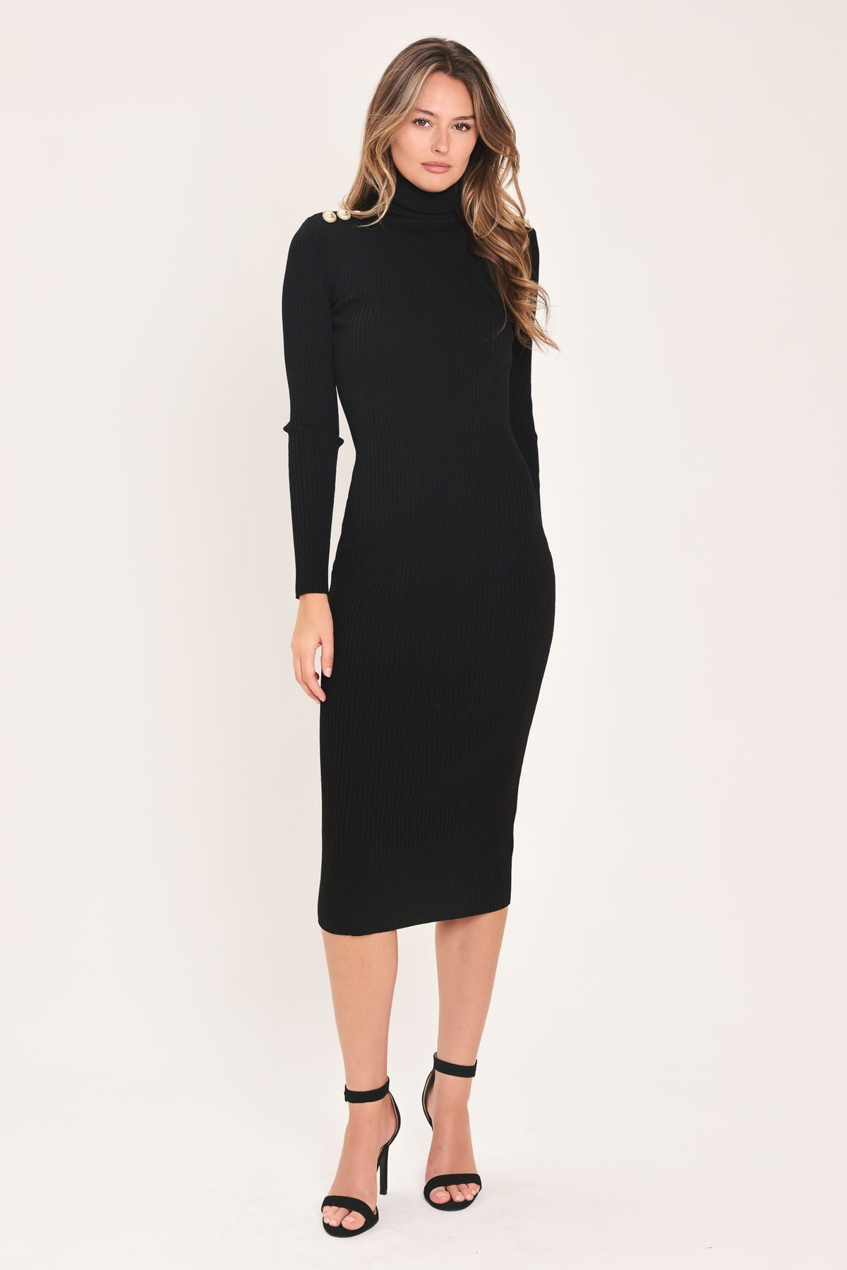 Flying Tomato Polished Moments Turtleneck Sweater Midi Dress