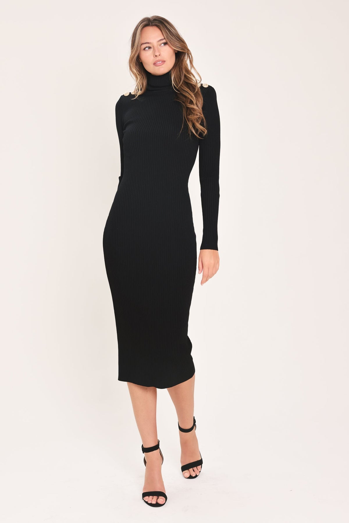 Flying Tomato Polished Moments Turtleneck Sweater Midi Dress