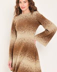 Flying Tomato Autumn Shimmer Bell Sleeve Sweater Mini Dress