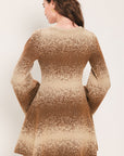 Flying Tomato Autumn Shimmer Bell Sleeve Sweater Mini Dress