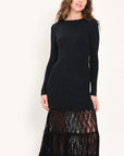 Flying Tomato Midnight Shimmer Black Lace Maxi Dress
