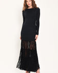 Flying Tomato Midnight Shimmer Black Lace Maxi Dress