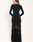 Flying Tomato Midnight Shimmer Black Lace Maxi Dress