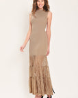 Flying Tomato Gilded Grace Gold Lace Maxi Dress