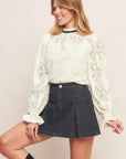 Precious Look Ivory Woven Lace Top