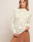 Romantic Sheer Floral Sweater Top