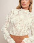 Romantic Sheer Floral Sweater Top