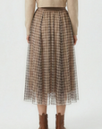 Miss Sparkling | Plaid Tulle Midi Skirt