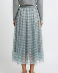 Miss Sparkling | Plaid Tulle Midi Skirt
