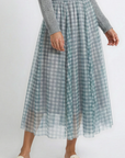 Miss Sparkling | Plaid Tulle Midi Skirt