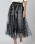 Miss Sparkling | Plaid Tulle Midi Skirt