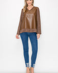 Annabelle Suede Top with Leather