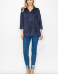 Addison Stretch Faux Suede Top