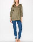 Addison Stretch Faux Suede Top