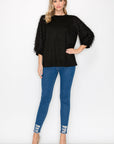 Abby Suede Top with Feathered Sleeves