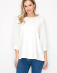 Abby Suede Top with Feathered Sleeves