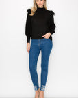 Adilene Knitted Top with Suede Combo