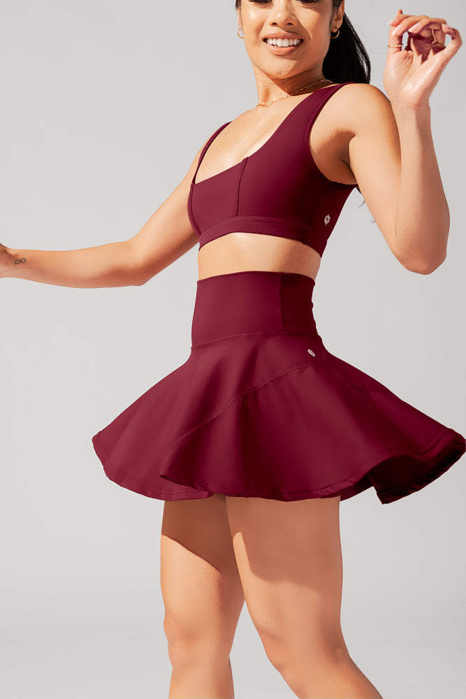 Full Size Twirl Skort - Crimson