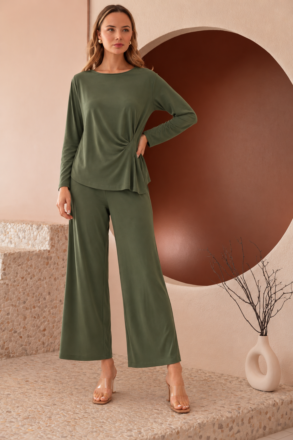 JOH Apparel Kary Side-Twist Long Sleeve Knit Top