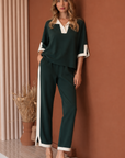 JOH Apparel Katherine Contrast Collar Stretch Knit Top