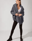 Full Size Faux Sherpa Cocoon Coat - Cool Grey