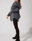 Full Size Faux Sherpa Cocoon Coat - Cool Grey