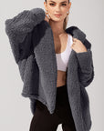 Full Size Faux Sherpa Cocoon Coat - Cool Grey