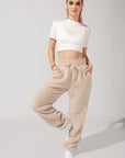 POPFLEX Full Size Blanket Pants in Faux Sherpa - Taupe