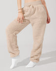 POPFLEX Full Size Blanket Pants in Faux Sherpa - Taupe