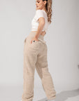 POPFLEX Full Size Blanket Pants in Faux Sherpa - Taupe