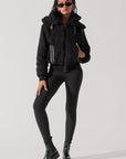 Full Size The Kinsley Bomber Jacket in Faux Sherpa - Black