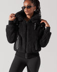 Full Size The Kinsley Bomber Jacket in Faux Sherpa - Black