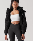 Full Size The Kinsley Bomber Jacket in Faux Sherpa - Black