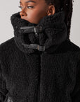 Full Size The Kinsley Bomber Jacket in Faux Sherpa - Black