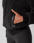 Full Size The Kinsley Bomber Jacket in Faux Sherpa - Black