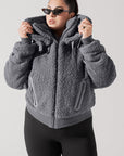 Full Size The Kinsley Bomber Jacket in Faux Sherpa - Grey