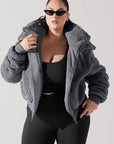 Full Size The Kinsley Bomber Jacket in Faux Sherpa - Grey