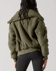 Full Size The Kinsley Bomber Jacket in Faux Sherpa - Olive