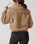 Full Size The Kinsley Bomber Jacket in Faux Sherpa - Teddy Bear Brown